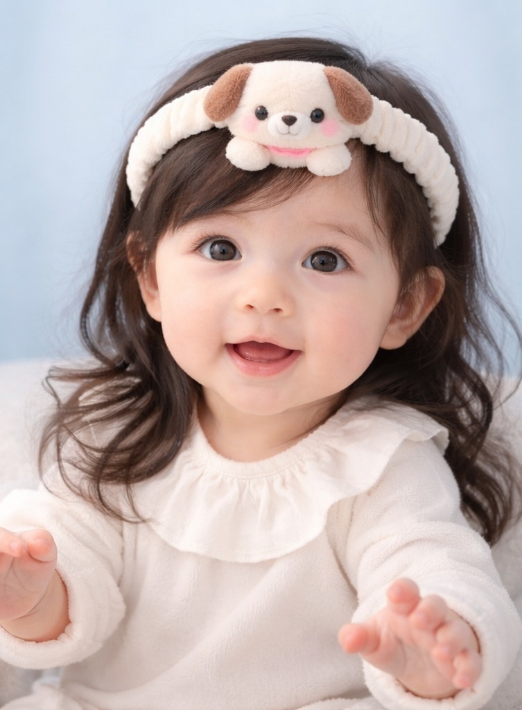 かわいい子犬のぬいぐるみヘアバンド – 赤ちゃんのための柔らかく快適なヘッドバンド