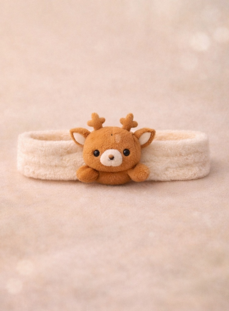 Cartoon Reindeer Plush Baby Headband - Soft and Cute Baby Hairband for Newborn Girls