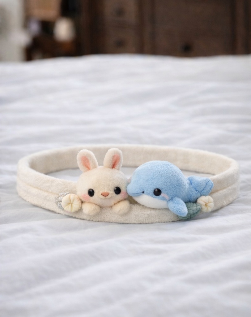 かわいいウサギとイルカの赤ちゃんヘッドバンド – 柔らかいプラッシュファブリックで赤ちゃんに優しいデザイン
