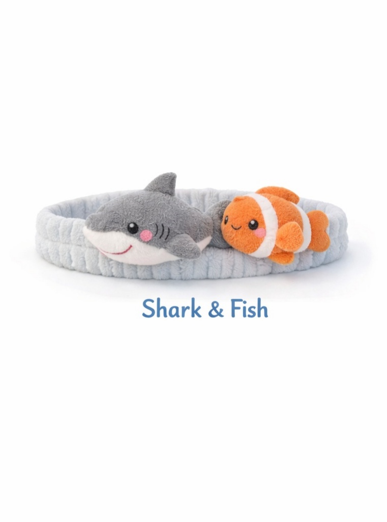 かわいいサメとクマノミのベビー用ぬいぐるみヘッドバンド