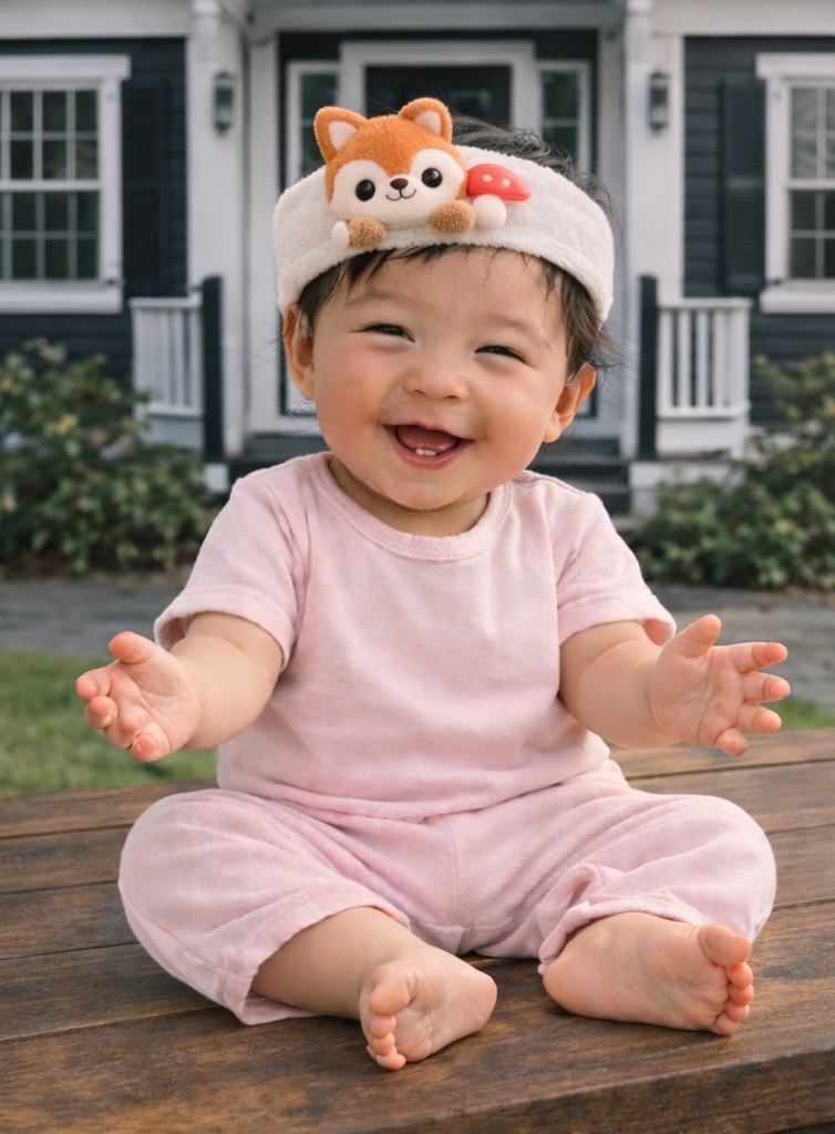 Red Fox Plush Baby Headband with Mushroom Decor – Cute & Cozy Infant Accessory