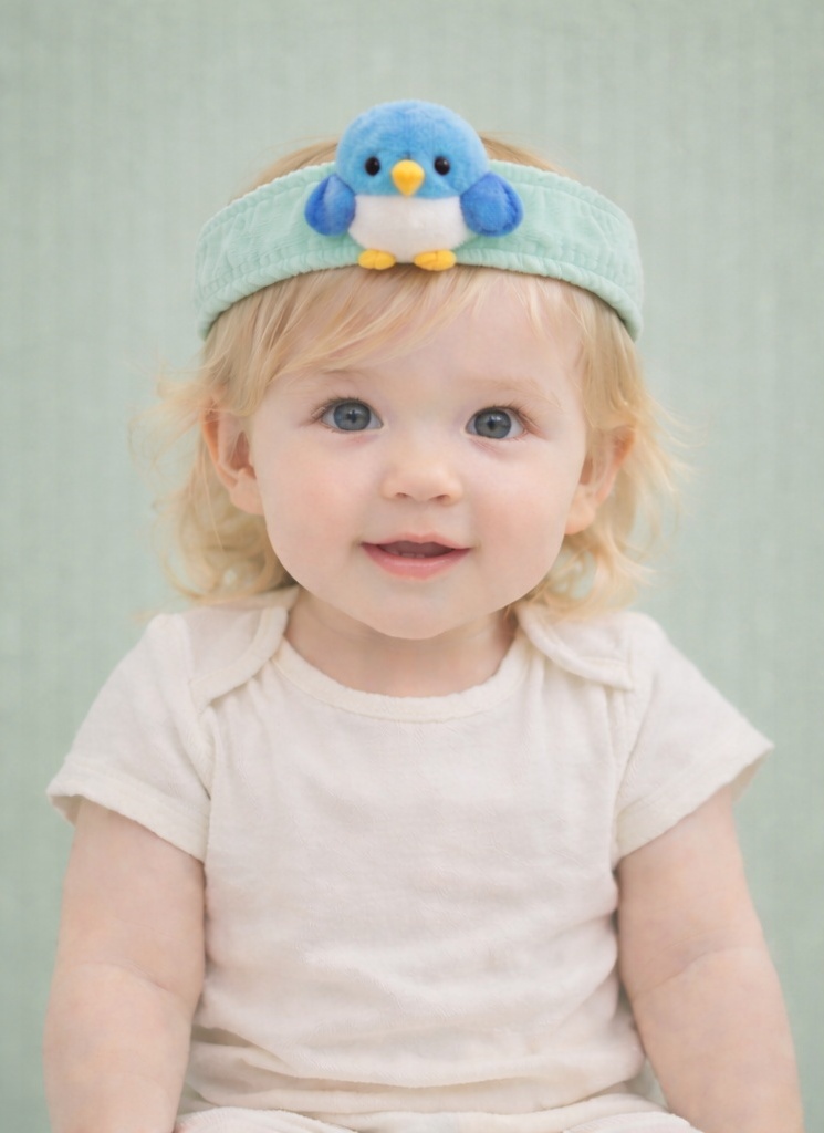 Niedlicher blauer Vogel Baby Stirnband mit Plüsch