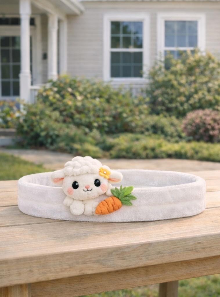 Soft Lamb Baby Headband with Carrot and Flower Plush – Gentle & Adorable Infant Accessory