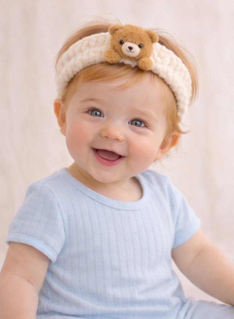 Cartoon Bear Plush Baby Headband - Soft and Cozy Baby Hairband for Newborn Girls