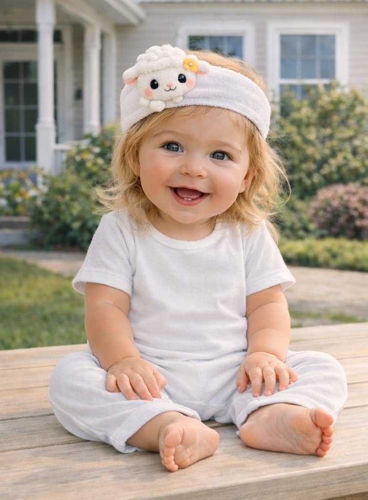 Soft Lamb Baby Headband with Carrot and Flower Plush – Gentle & Adorable Infant Accessory