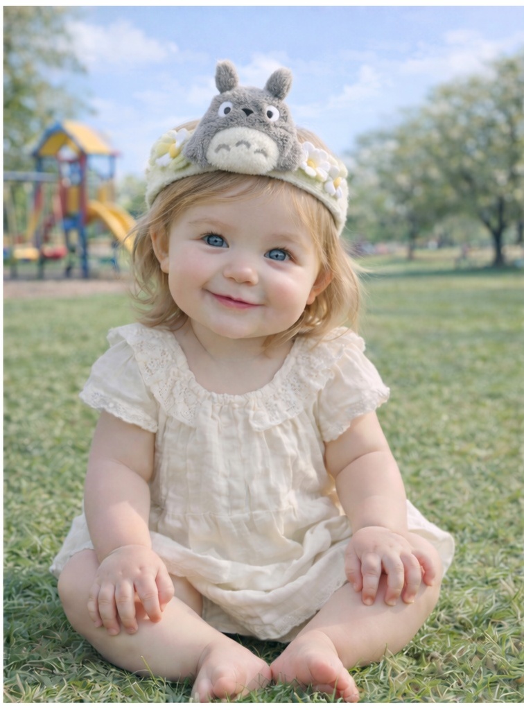 Totoro-Inspired Plush Baby Headband | Soft Floral Infant Hairband