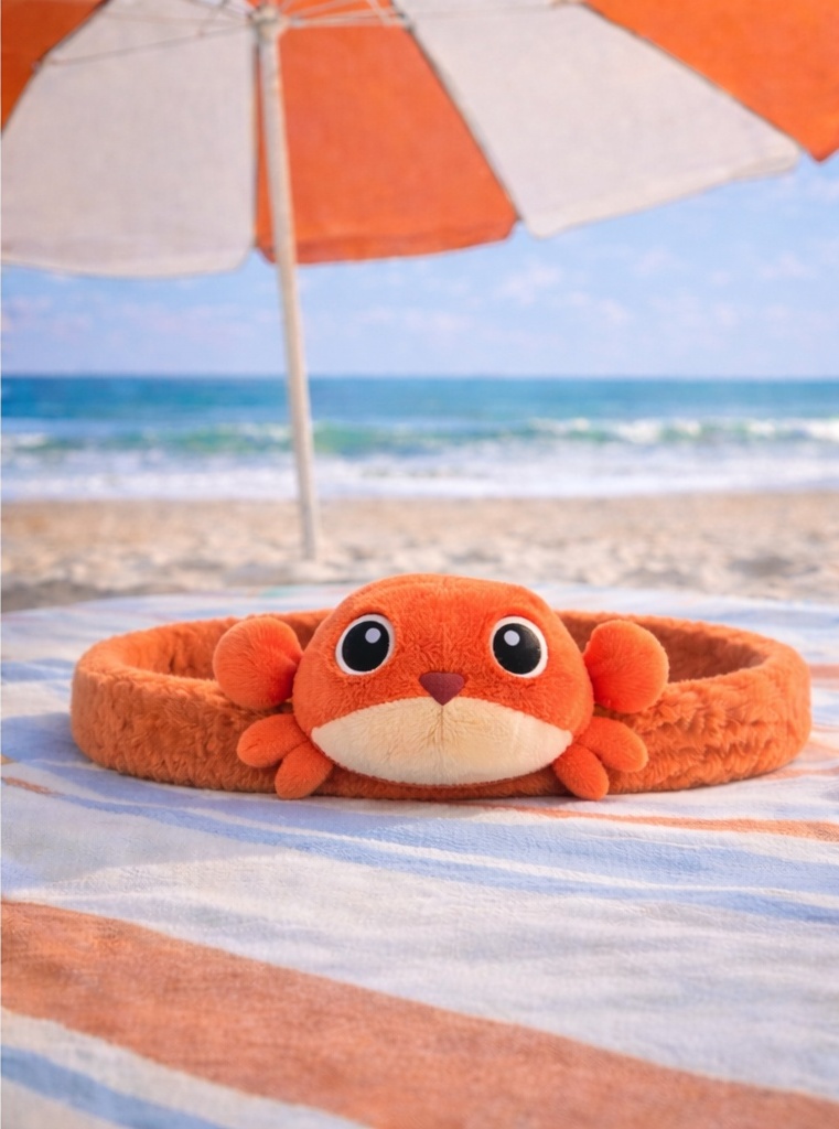 Big-Eyed Orange Crab Plush Baby Headband – Cartoon Sea Style