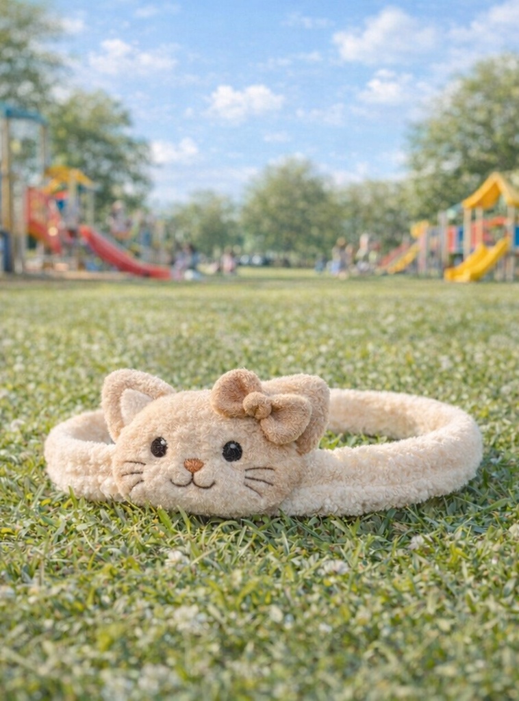 Cute Cat Plush Baby Headband with Bow – Soft & Stretchy Infant Hair Accessory