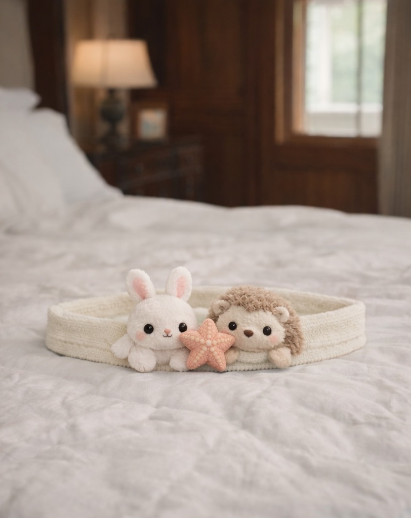 Diadema de Bebé con Conejo y Erizo – Tejido Suave de Felpa para la Comodidad del Bebé