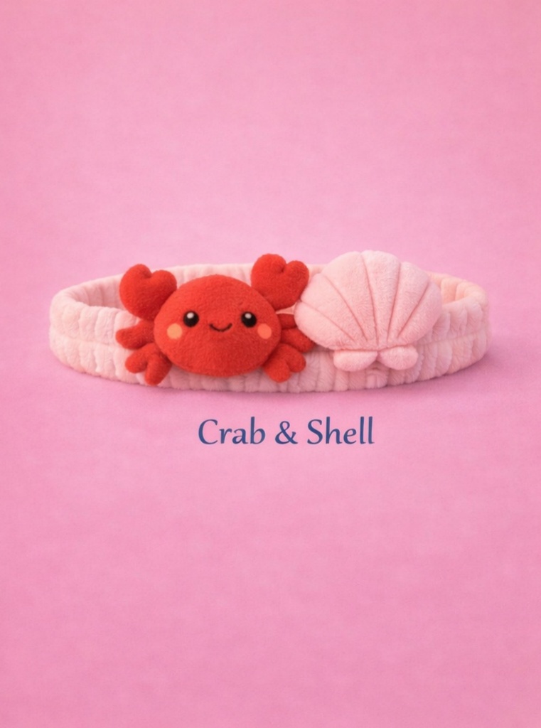 Encantadora diadema de peluche de cangrejo y concha para bebés