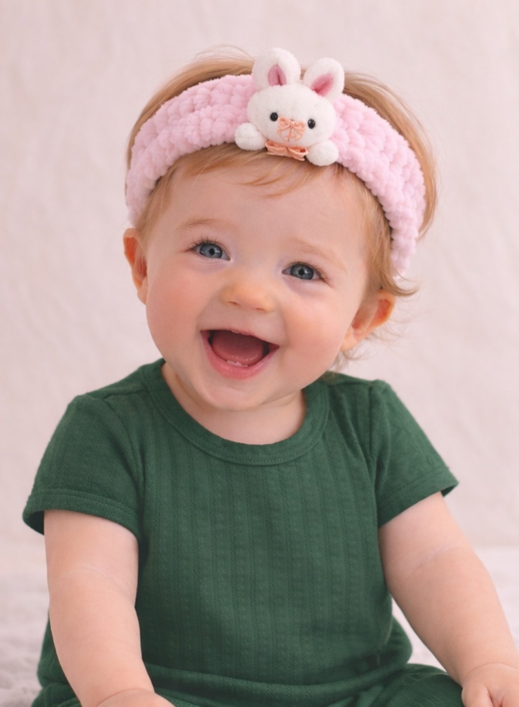 Cartoon Bunny Plush Baby Headband - Soft and Cute Baby Hairband for Newborn Girls