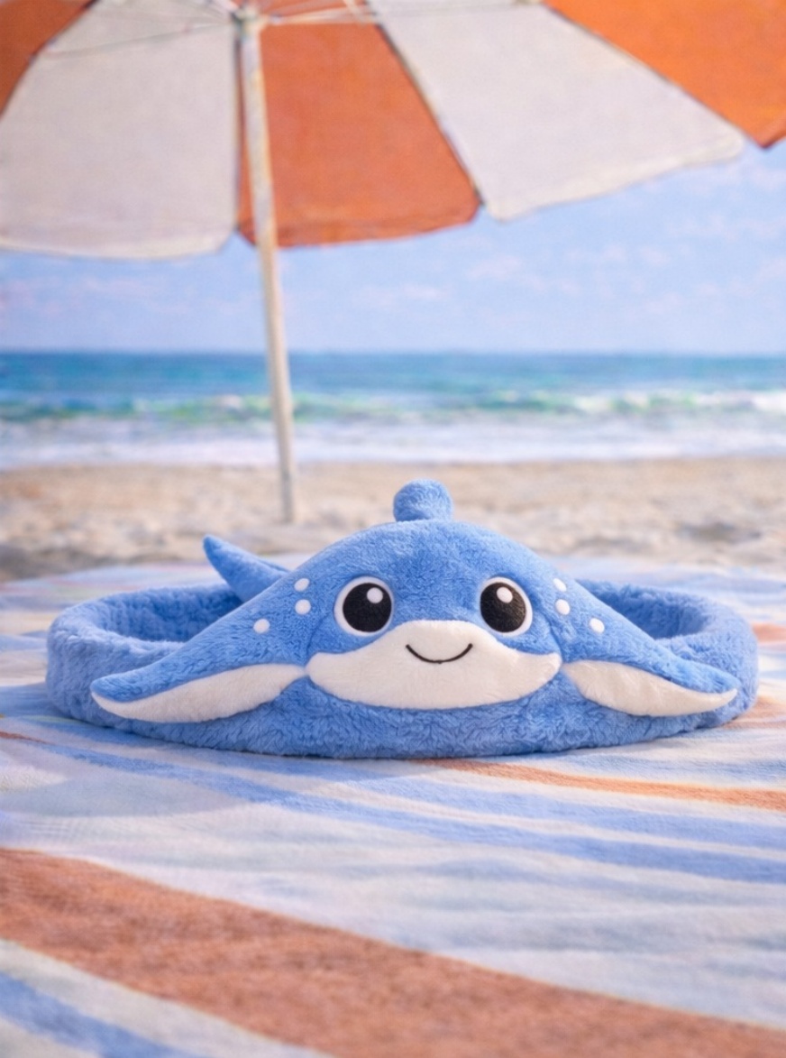 Blue Stingray Baby Plush Headband - Ocean Animal Themed Newborn Hairwear