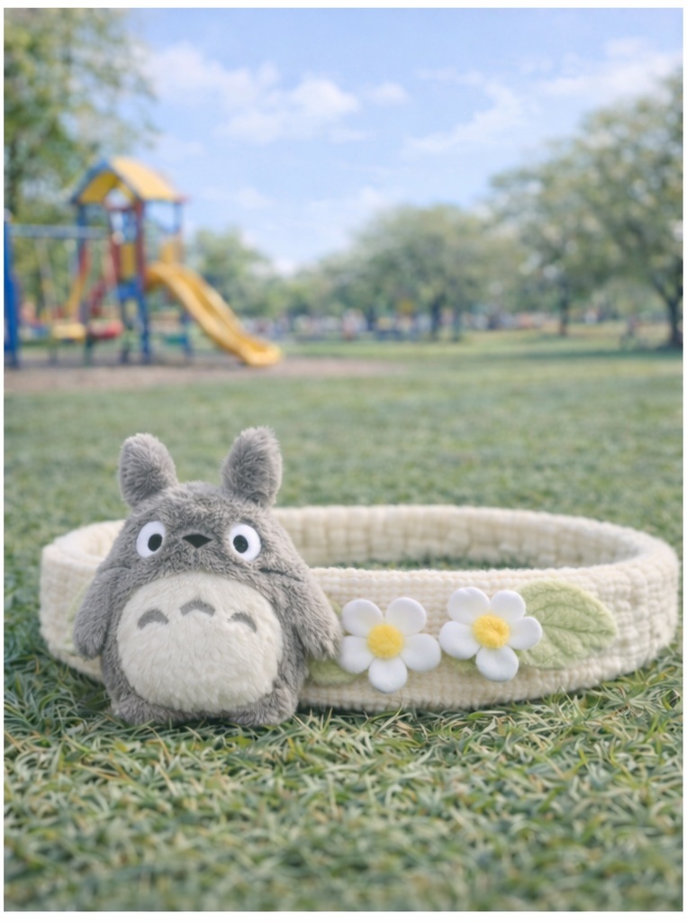 Totoro-Inspired Plush Baby Headband | Soft Floral Infant Hairband