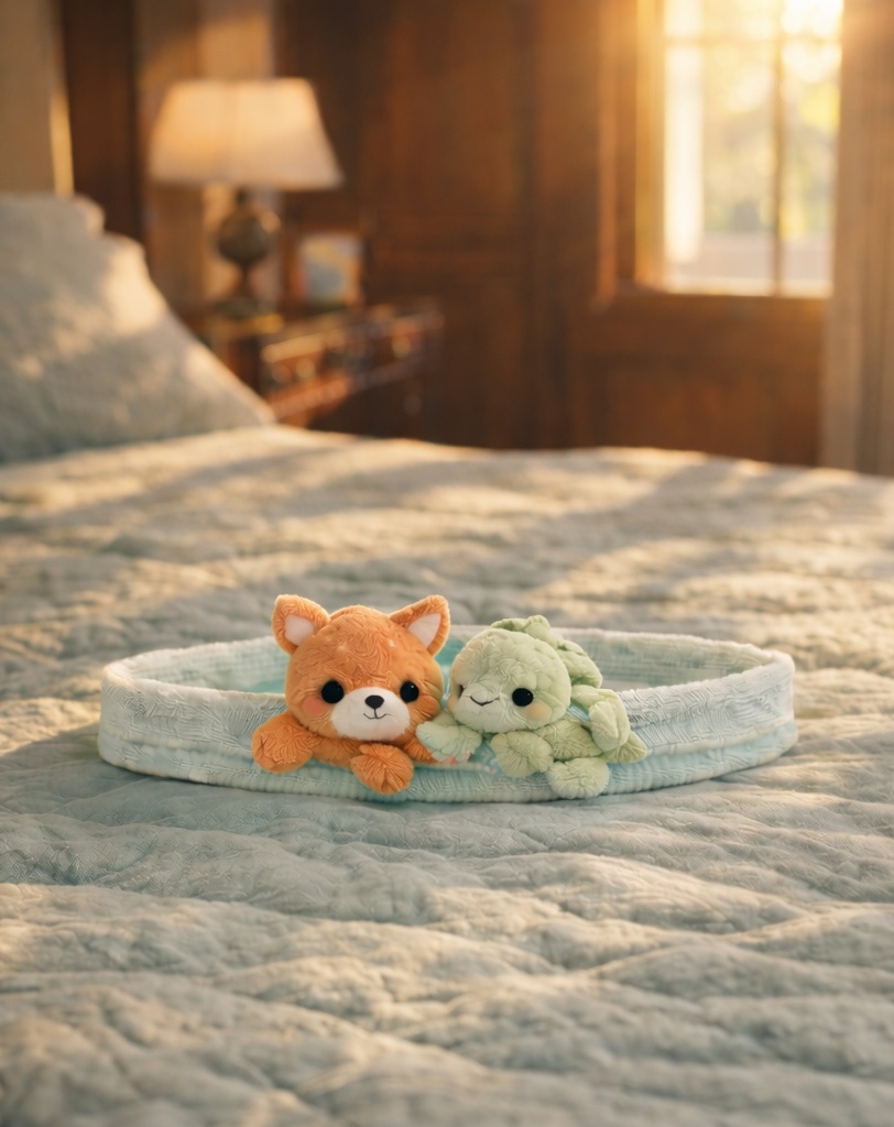 Diadème Bébé avec Renard et Tortue – Tissu en Peluche Douce pour Bébé