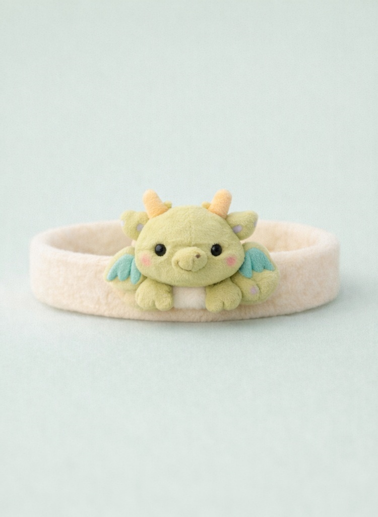 Diadème de bébé en peluche de dragon vert – Doux et confortable pour votre bébé