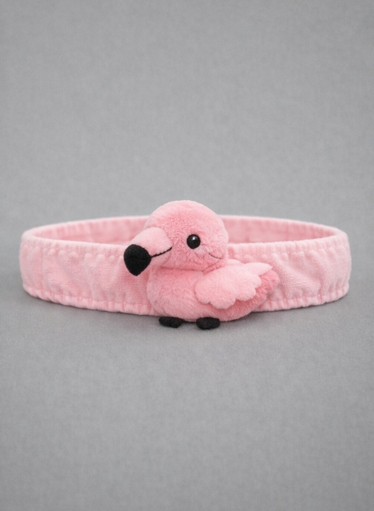 Bandeau bébé en peluche avec flamant rose