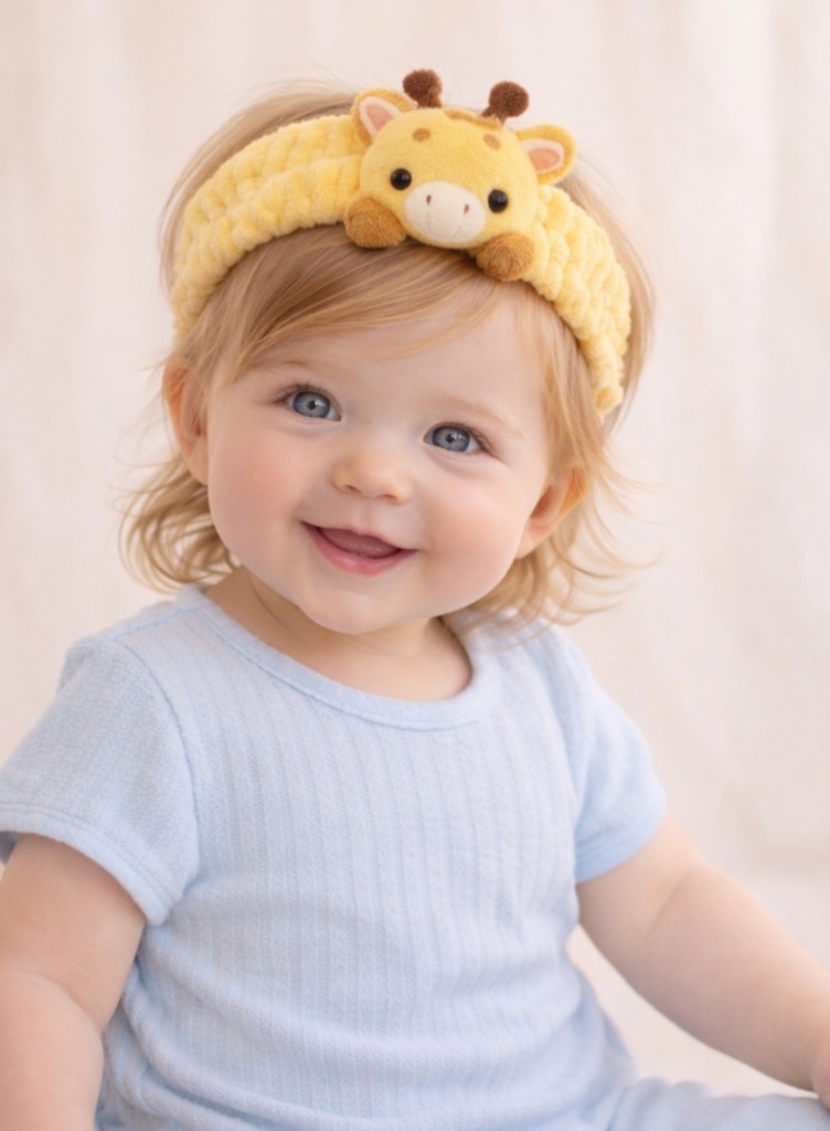 Cartoon Giraffe Plush Baby Headband - Soft and Adorable Baby Hairband for Newborn Girls