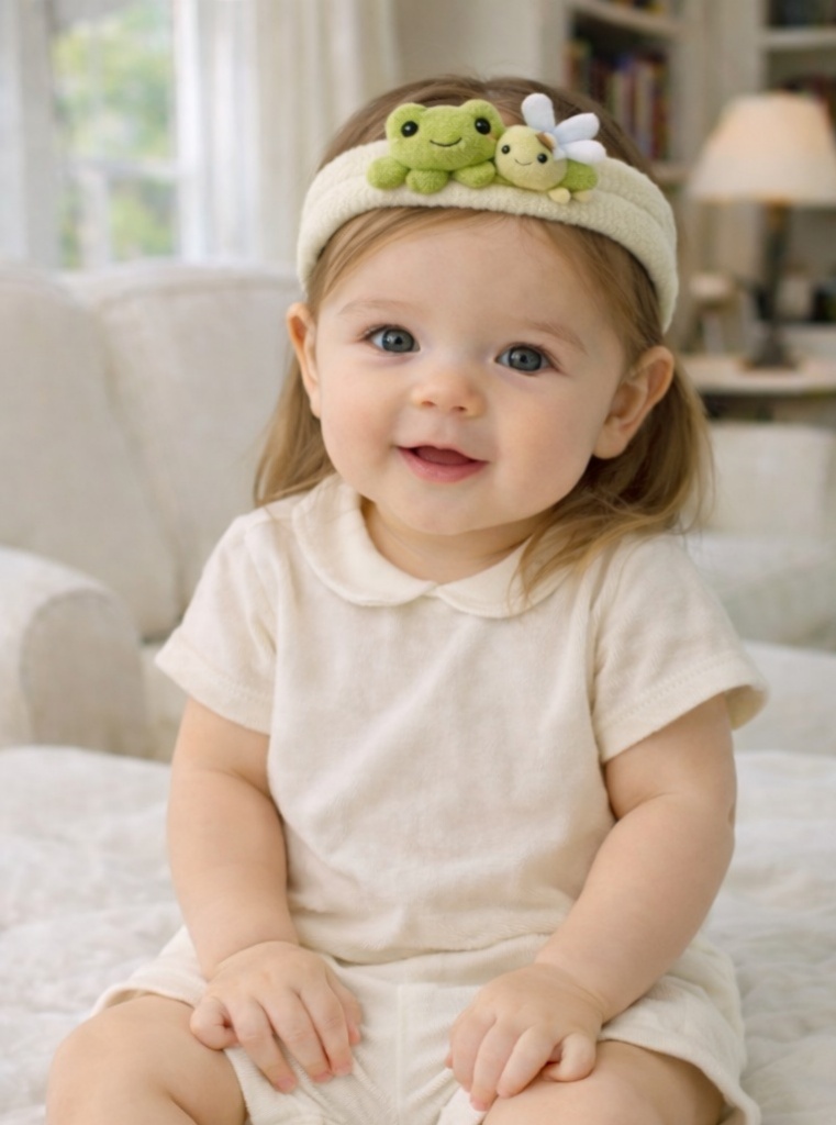 Adorable Frog & Bee Plush Baby Headband – Soft, Stretchy & Photo-Ready Comfort