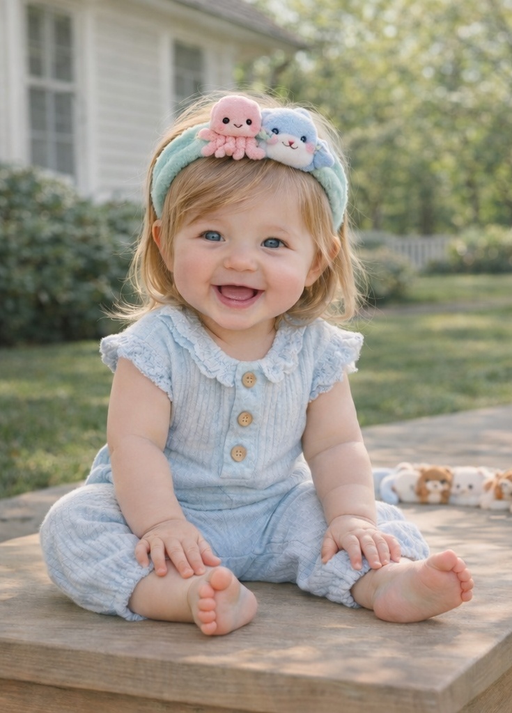 Adorable Cartoon Octopus & Shark Baby Plush Headband – Ultra-Soft & Stretchable