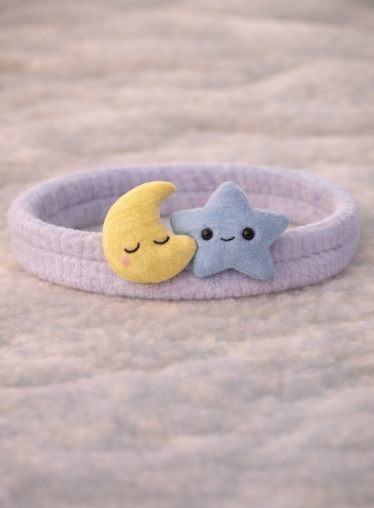 Baby Headband with Starfish & Moon Plush Characters – Soft and Cute Infant Accessory