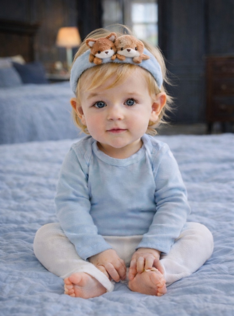 Puppy Love Plush Baby Headband - Double Dog Design