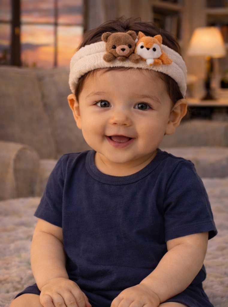 Plush Bear & Fox Baby Headband – Soft and Cute Infant Accessory
