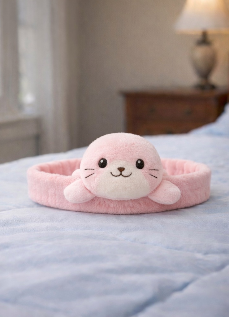 Pink Baby Seal Plush Headband – Gentle, Cozy & Ocean-Inspired Comfort