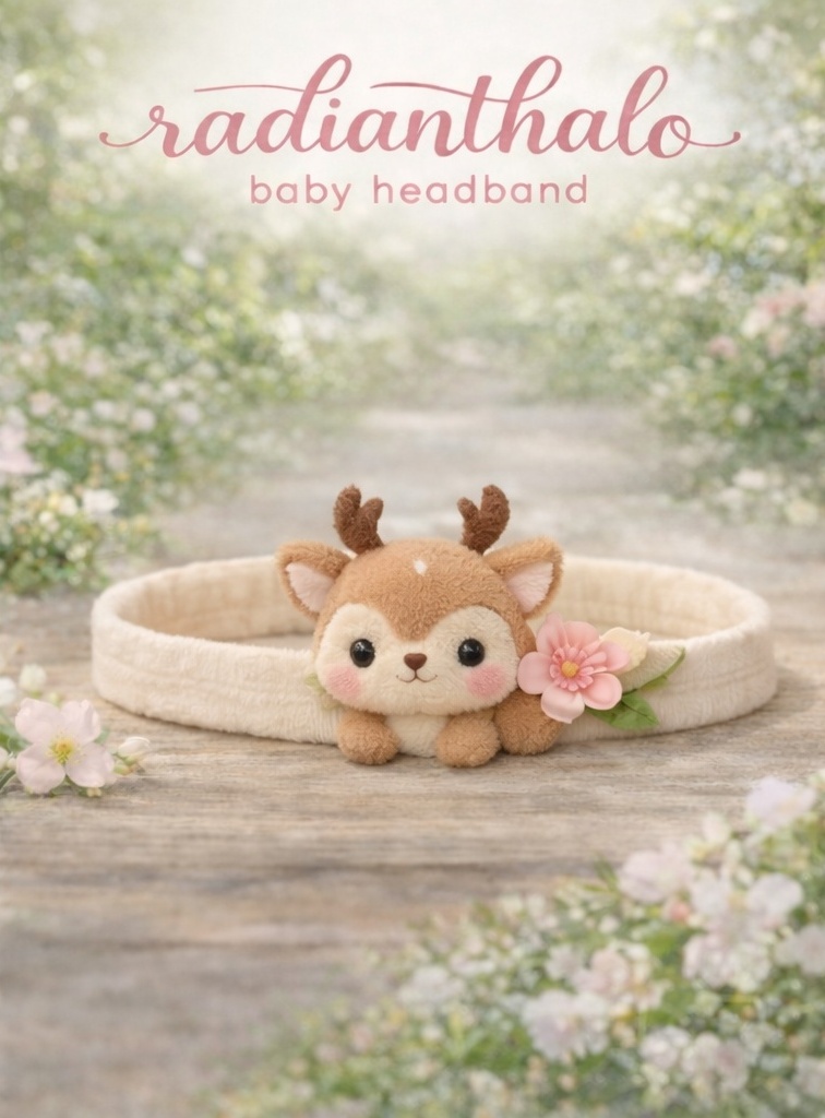 Diadema de Bebé con Ciervo de Peluche – Banda Elástica Suave y Adorable para Recién Nacidos