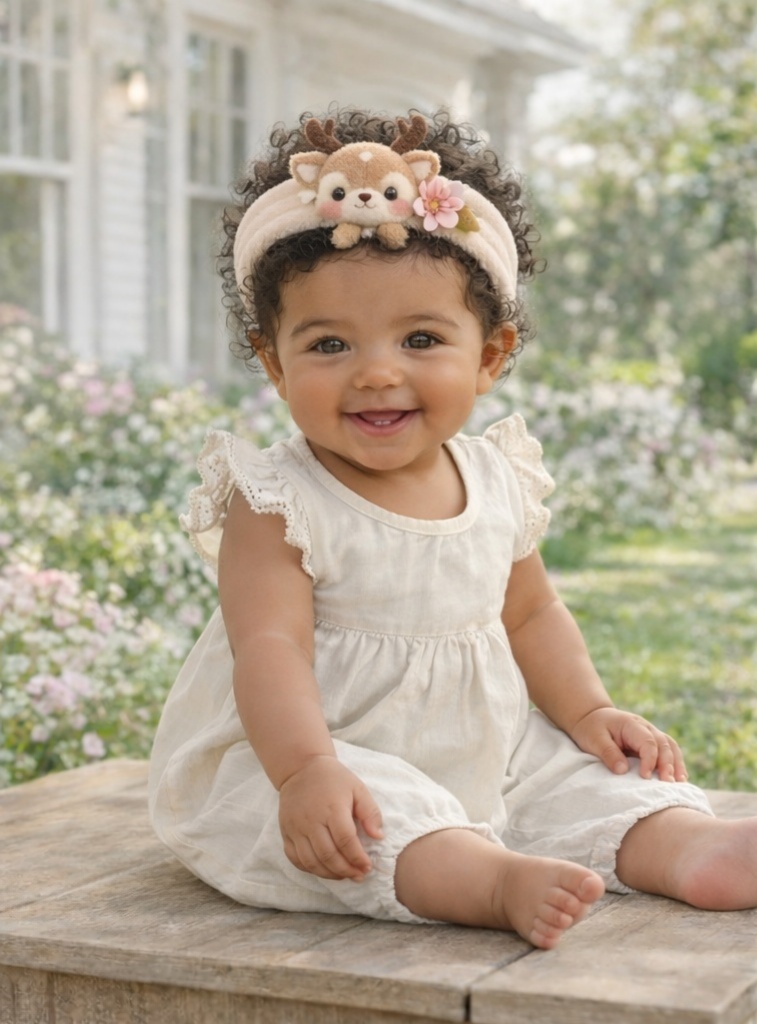 Diadema de Bebé con Ciervo de Peluche – Banda Elástica Suave y Adorable para Recién Nacidos