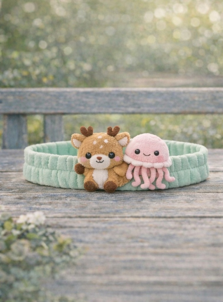 Bandeau Bébé Duo Peluche Faon & Méduse – Accessoire Doux et Confortable pour Nouveau-né
