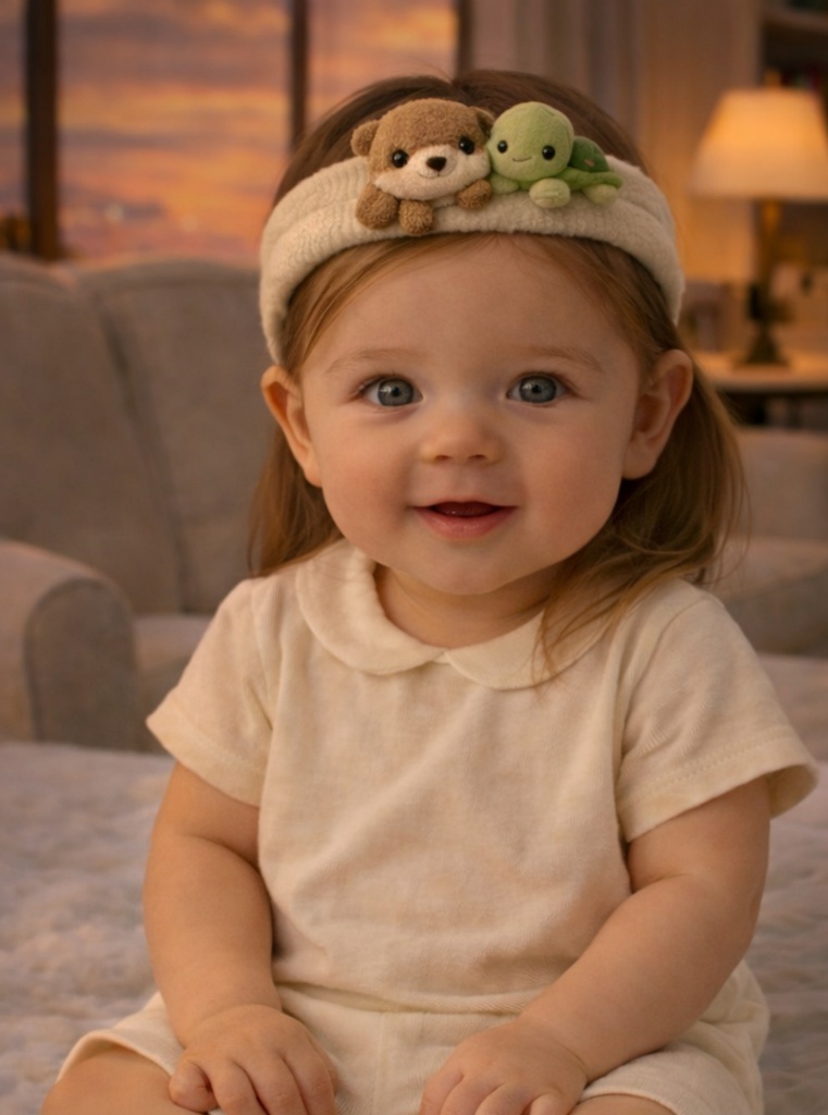 Ocean Buddy Otter & Turtle Baby Headband – Ultra-Soft Plush Hairband for Newborns