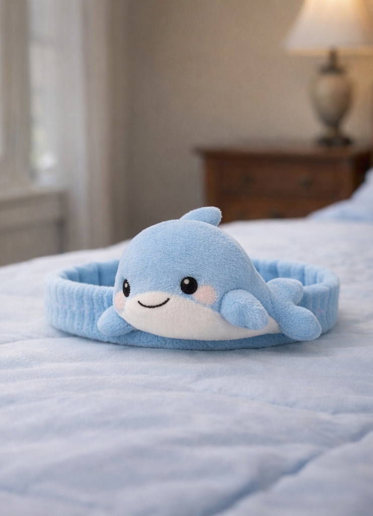 Blue Dolphin Baby Plush Headband – Soft, Stretchable & Sea-Inspired