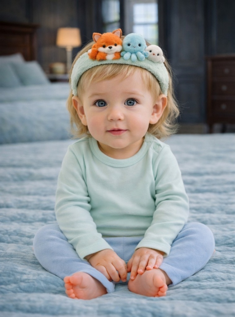 Woodland Trio Plush Baby Headband - Fox, Octopus & Bird