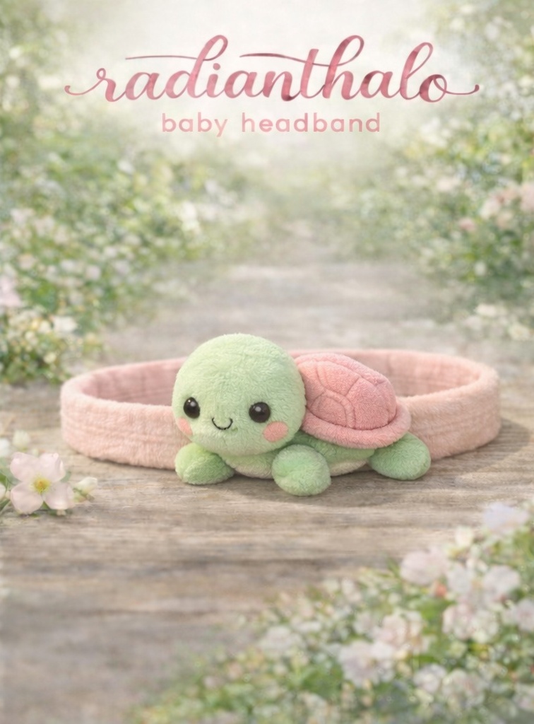 Cute Pink Turtle Baby Headband - Plush & Comfy Hairband for Infants