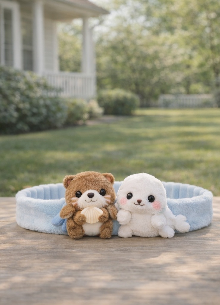 Sea Otter & White Seal Plush Baby Headband – Double Cuteness in One Soft Band