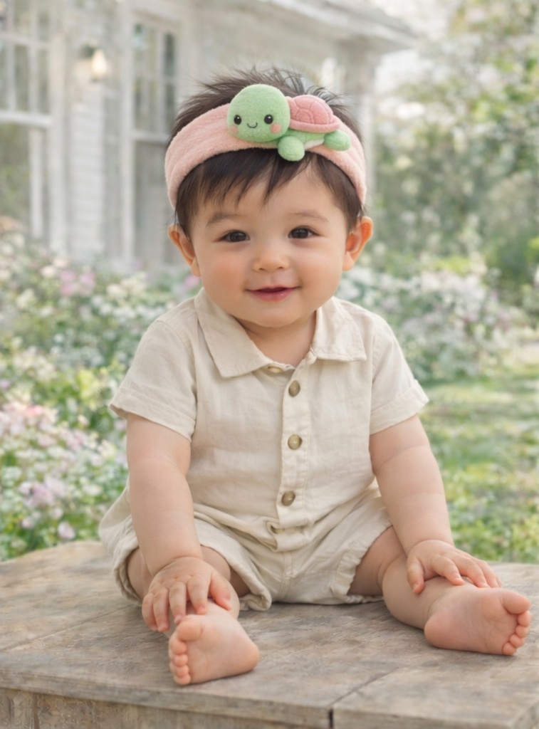 Cute Pink Turtle Baby Headband - Plush & Comfy Hairband for Infants