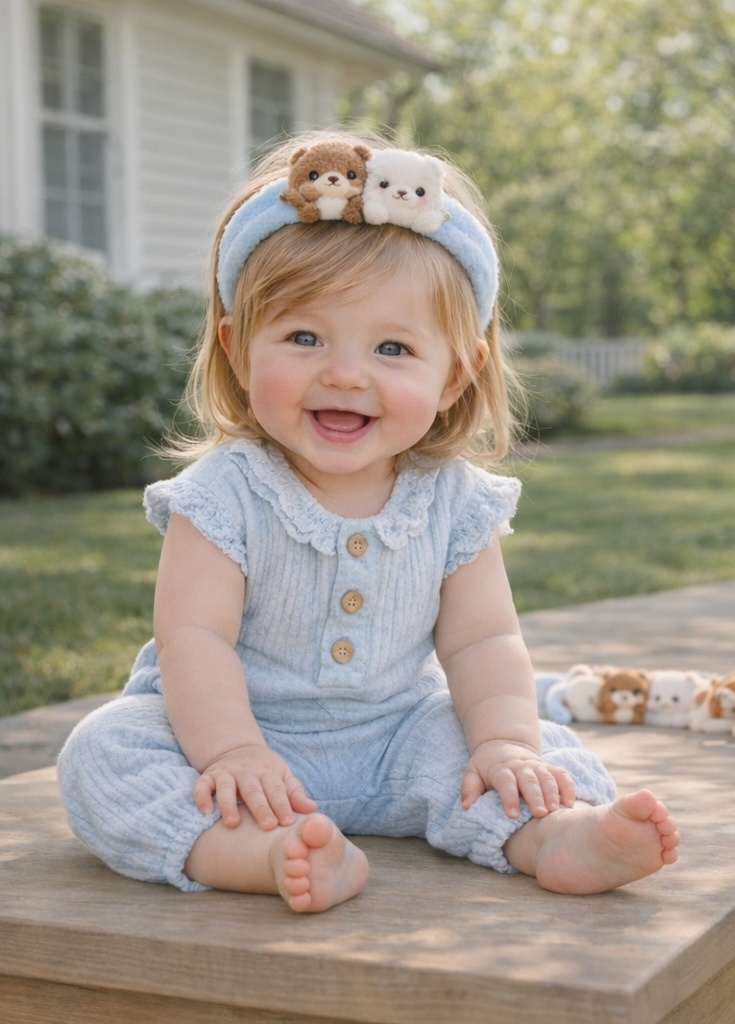 Sea Otter & White Seal Plush Baby Headband – Double Cuteness in One Soft Band