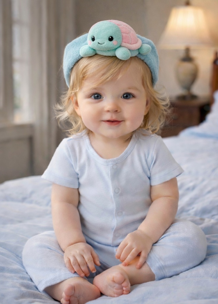 Aqua Turtle Plush Baby Headband – Soft, Stretchable & Adorably Unique