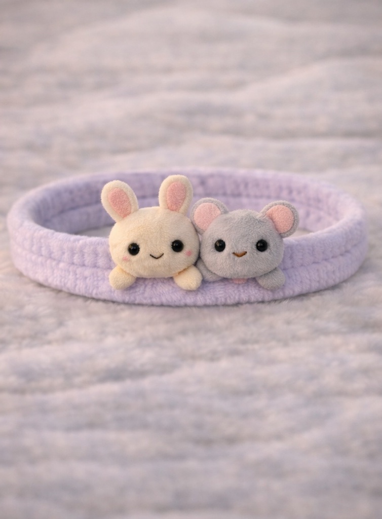 Bunny & Mouse Baby Headband – Soft Plush Duo Hairband for Infant Comfort & Photos