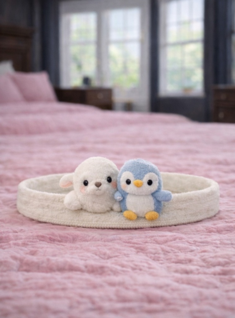 ふわふわ動物ベビーヘアバンド - アザラシとペンギン