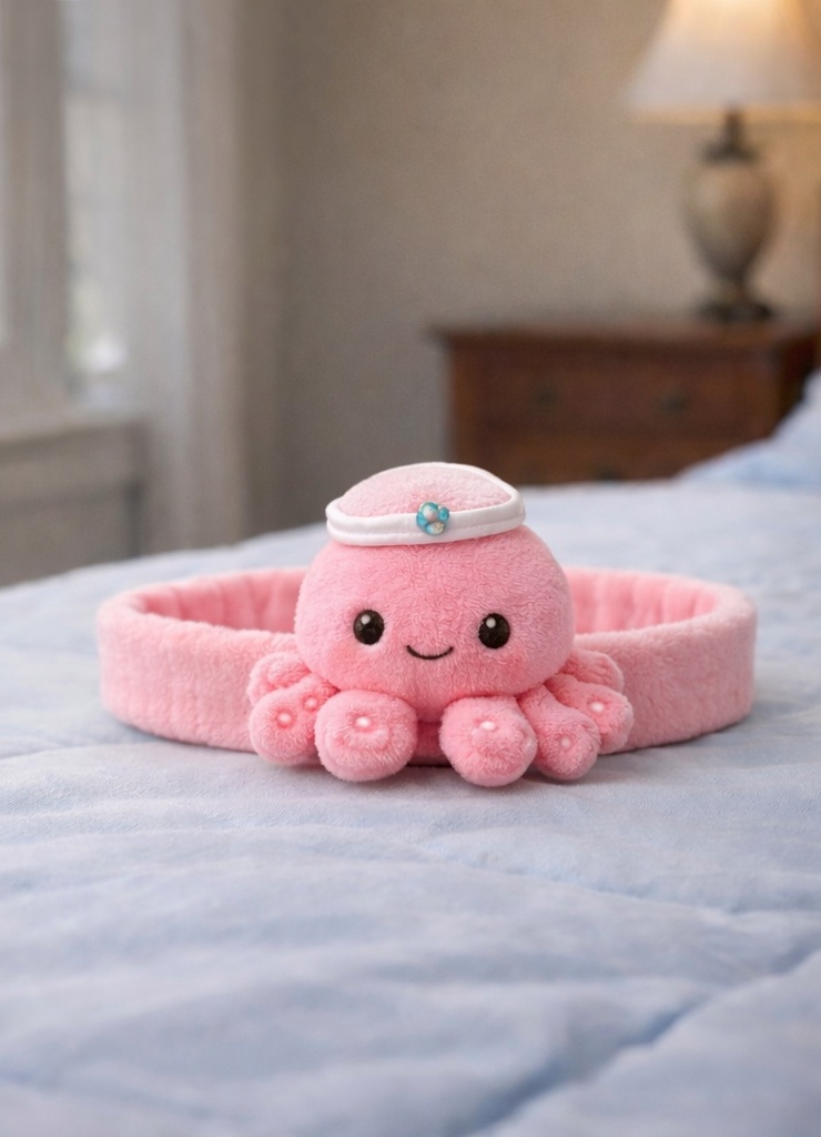 Niedliches rosa Oktopus-Baby-Stirnband – Plüsch, dehnbar und bequem