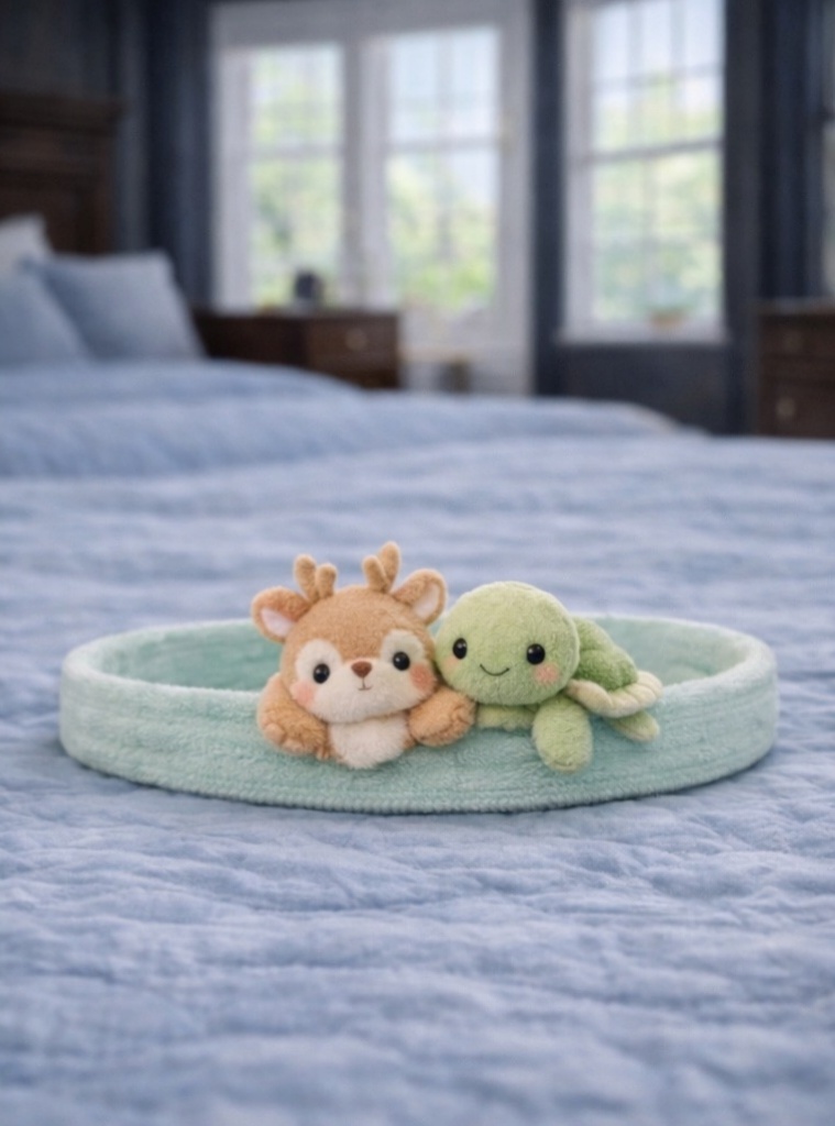 Plüsch Baby Stirnband mit Reh & Schildkröte - Weicher Tierfreund