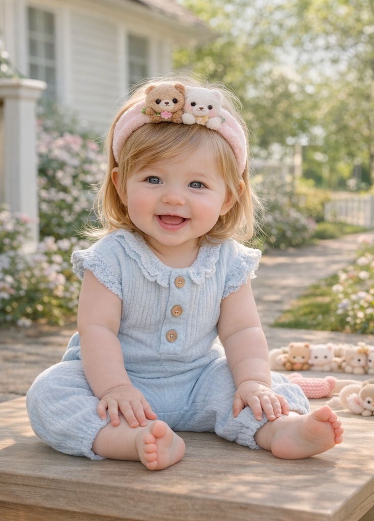 Bandeau Bébé Oursons en Peluche – Doux, Élégant et Parfait pour Offrir