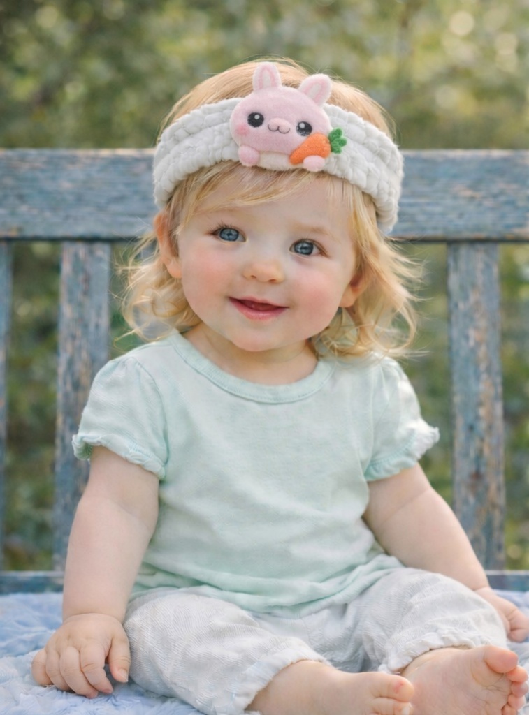 Bandeau Bébé en Peluche Lapin & Carotte – Accessoire Doux et Confortable