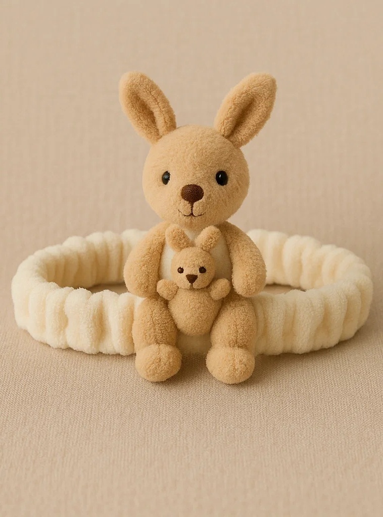 Diadema de bebé estilo cartoon con conejo y peluche