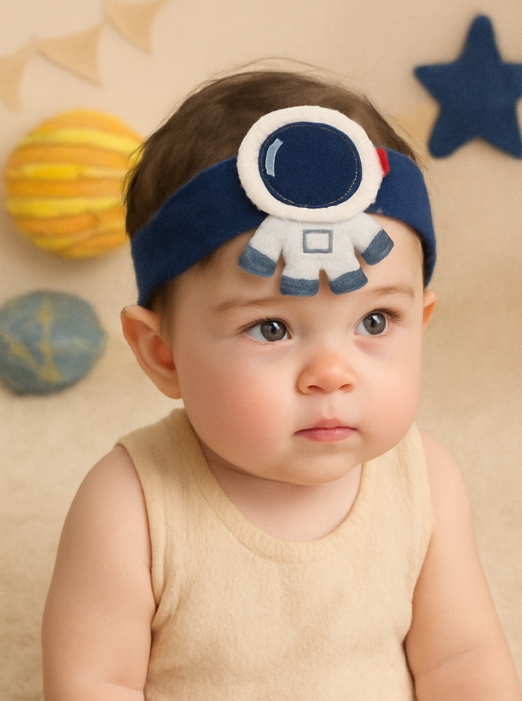 Astronaut Baby Headband – Space-Themed Plush Photo Accessory