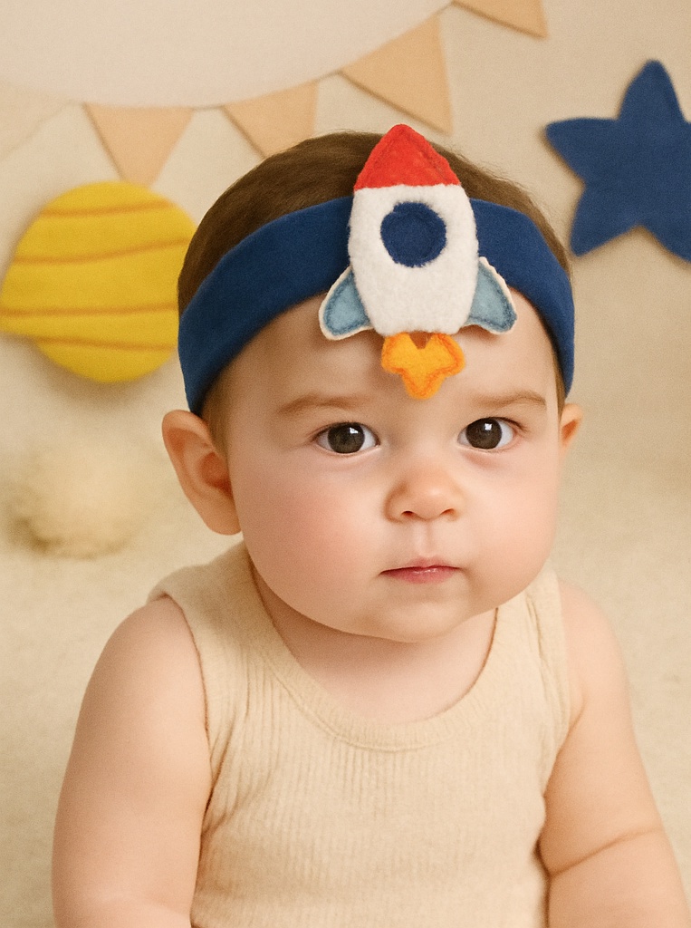 Rocket Ship Baby Headband – Soft Plush Space Adventure Accessory