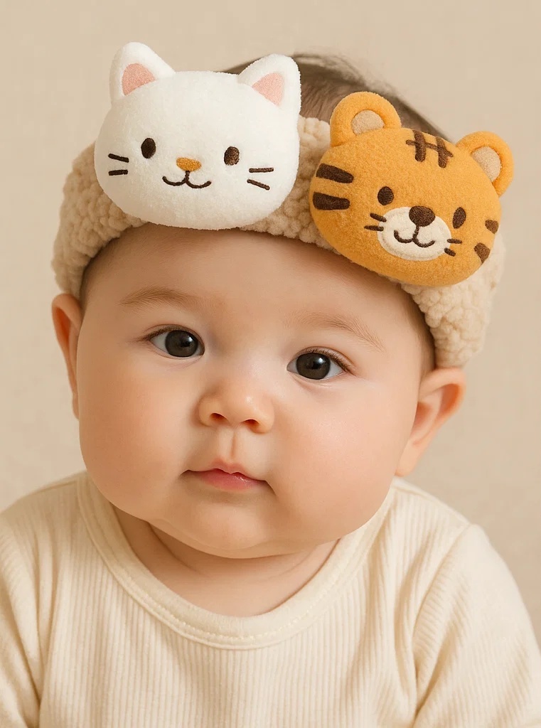 Adorable Cat and Tiger Baby Headband – Soft, Cute, and Comfortable