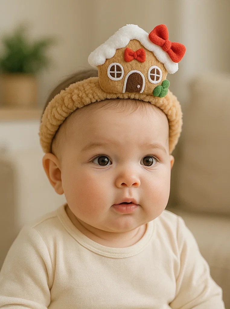 Sweet Gingerbread House Baby Headband – Cozy & Adorable Holiday Accessory