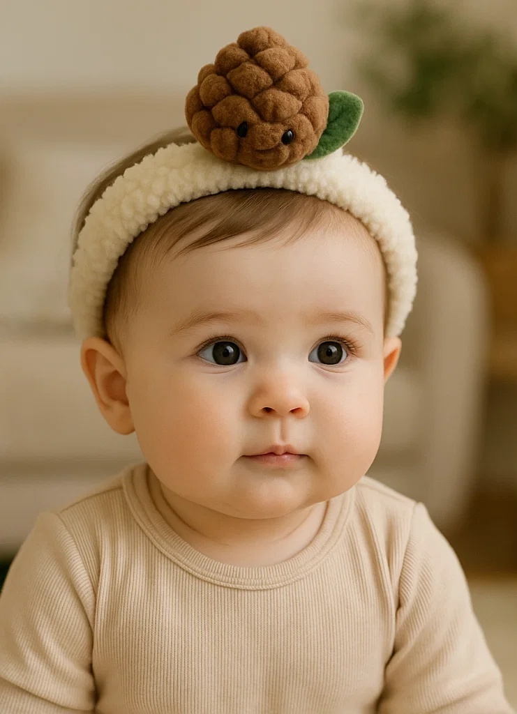 Pinecone Perfection: Cozy Baby Headband with Adorable Pinecone Design